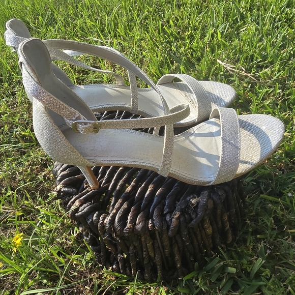 Silver Glitter Strappy Women's Sandals - Picture 8 of 9